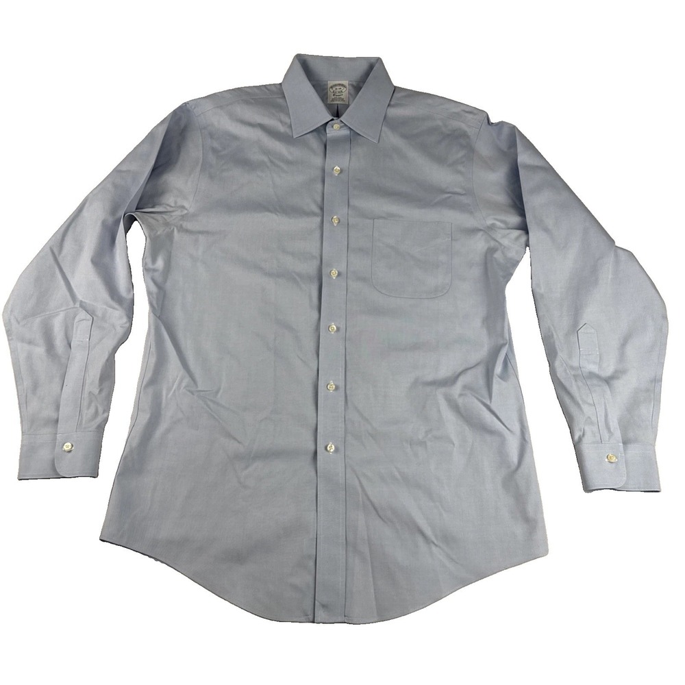 Brooks Brothers Mens Blue Pinpoint Oxford Dress Shirt 16-34 Classic fit Non-iron